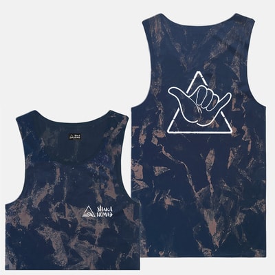 Shaka Tee: Tie-dye Blue Navy Men’s Tank Top