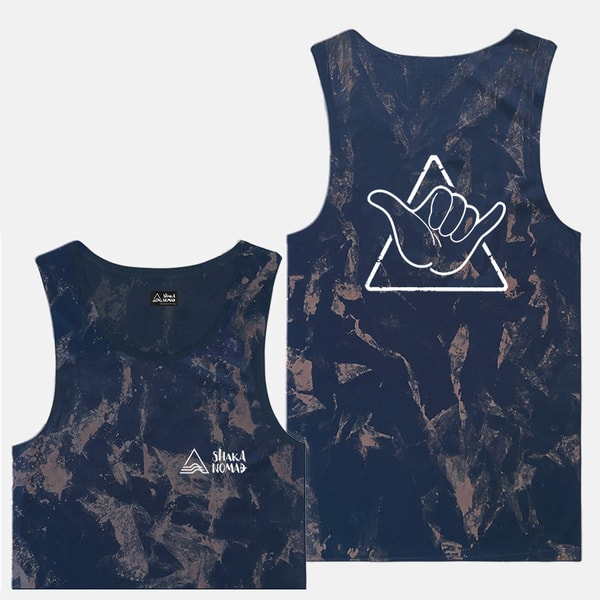 Shaka Tee: Tie-dye Blue Navy Men’s Tank Top