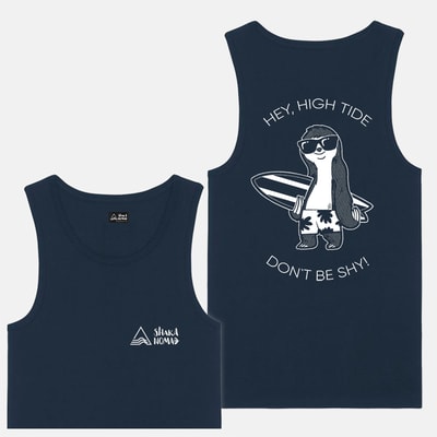 Sloth the Surfer: French Navy Men’s tank top